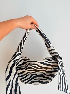 Zebra-Pattern Shoulder Bag in Black & White